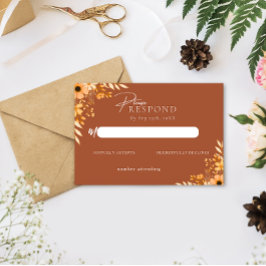 Tarjeta Pequeña Elegant boho Floral Hand-Drawn  Wedding RSVP