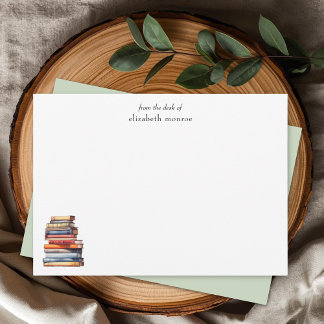 Tarjeta Pequeña Elegant Book Lover's From The Desk Of Personalized