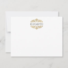 Tarjeta Pequeña Elegant Chic Modern Monogram Black Gold 