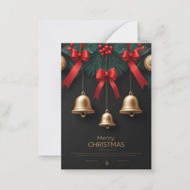 Tarjeta Pequeña Elegant Christmas Bells Decor – (Anverso)