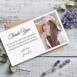 Tarjeta Pequeña elegant classic chic thank you graduation photo  