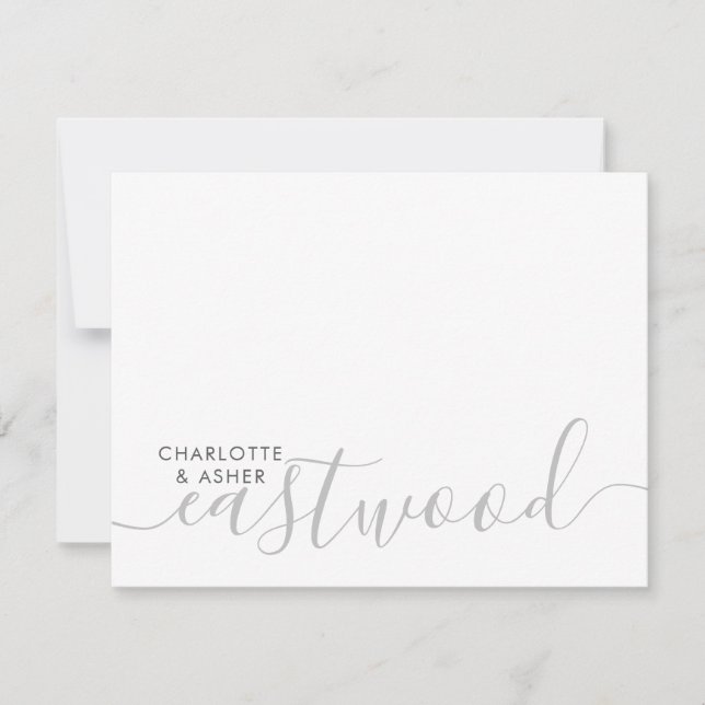 Tarjeta Pequeña Elegant Couple Name Script Monogram (Anverso)