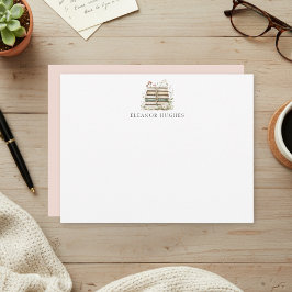 Tarjeta Pequeña Elegant Floral Watercolor Cottagecore Book Lover