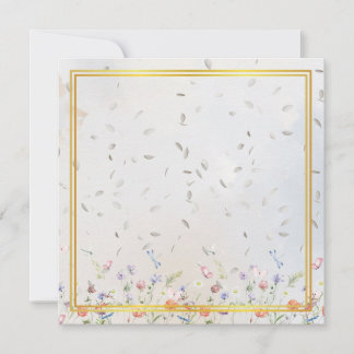 Tarjeta Pequeña Elegant Gold Frame Wildflower Blank Card with Whit