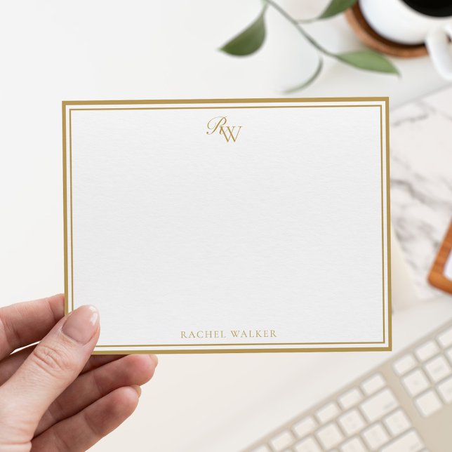 Tarjeta Pequeña Elegant Gold Monogram Two Border (Subido por el creador)