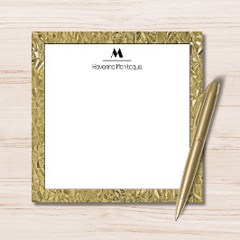 Tarjeta Pequeña Elegant Gold Texture Black Border Monogram Name 