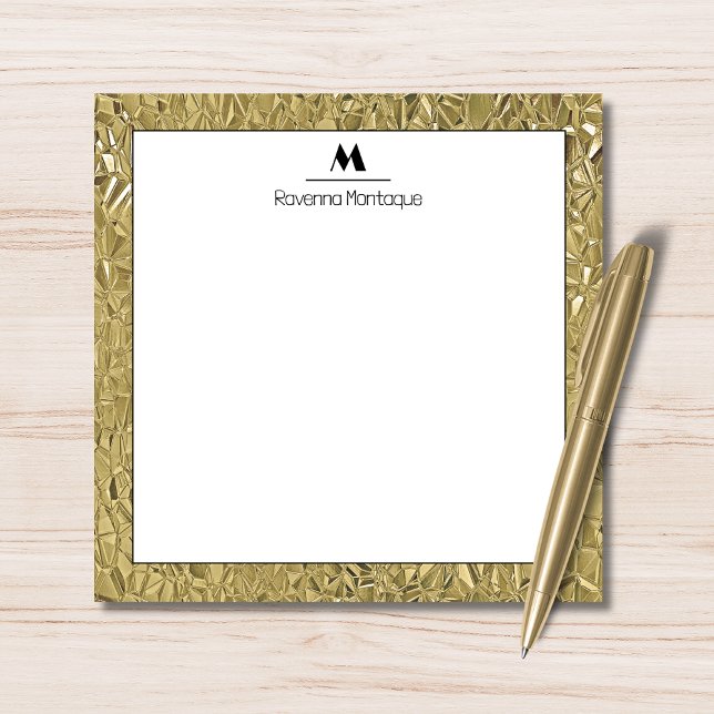 Tarjeta Pequeña Elegant Gold Texture Black Border Monogram Name  (Subido por el creador)