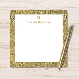 Tarjeta Pequeña Elegant Gold Texture One Border Monogram Name 