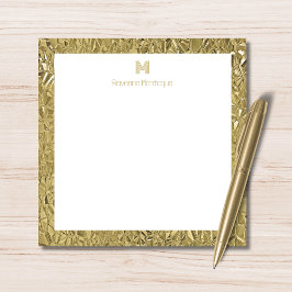 Tarjeta Pequeña Elegant Gold Texture One Border Monogram Name 