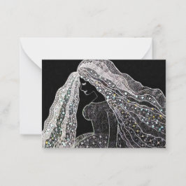Tarjeta Pequeña Elegant Intricate Line Art Flat Note Card