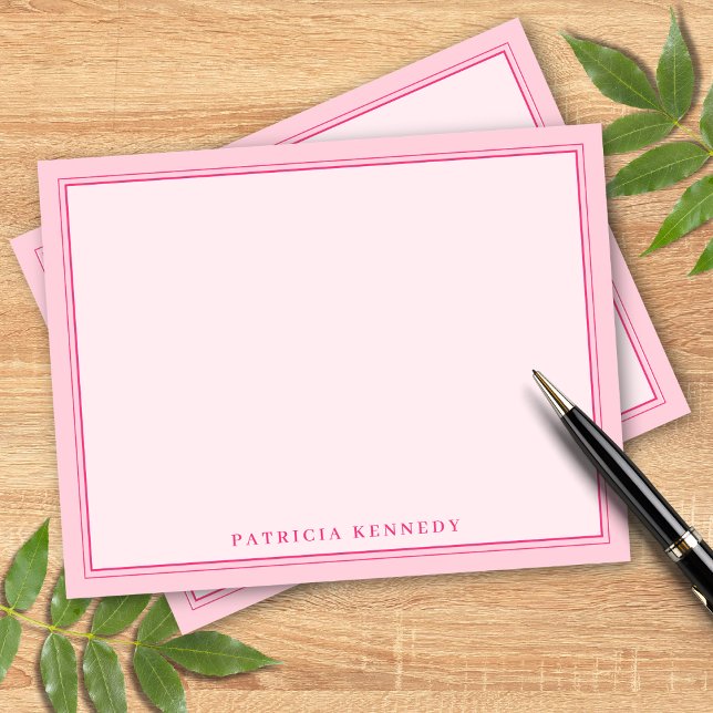 Tarjeta Pequeña Elegant Light Pink Two Border Name Personalized (Subido por el creador)