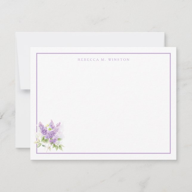 Tarjeta Pequeña Elegant Lilac Purple Greenery Personalized  (Anverso)