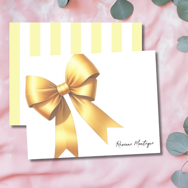 Tarjeta Pequeña Elegant Mellow Yellow Bow Stationery Note Card (Subido por el creador)