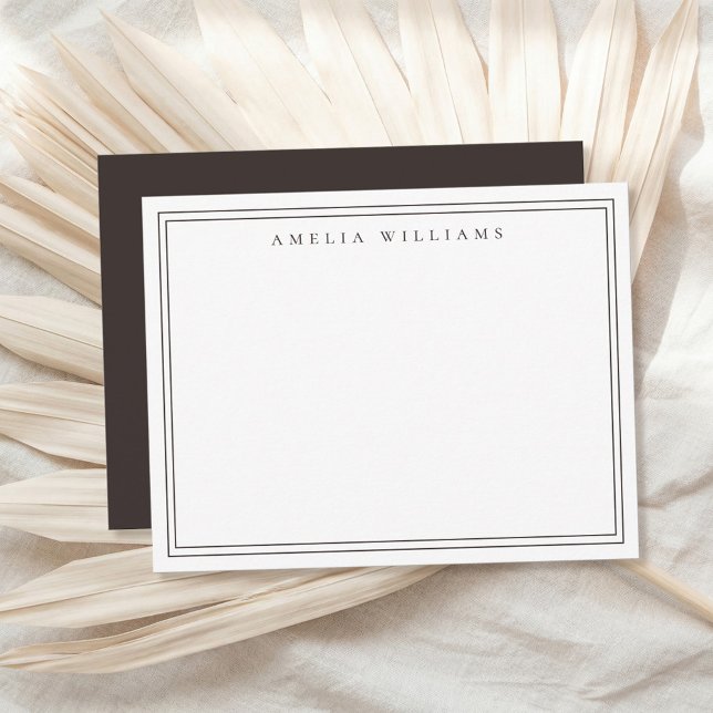 Tarjeta Pequeña Elegant Minimalist Brown Two Border (Subido por el creador)