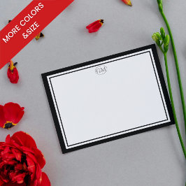 Tarjeta Pequeña Elegant Minimalist Monogram Black Two Border 