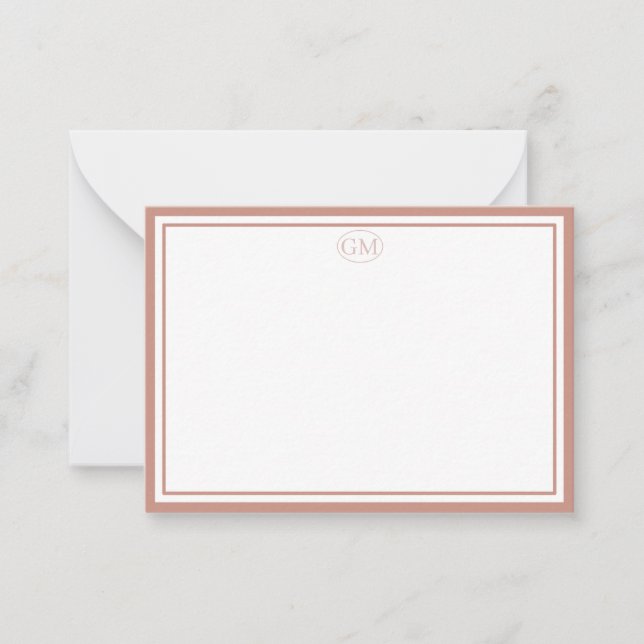 Tarjeta Pequeña Elegant Minimalist Monogram Black Two Border  (Anverso)