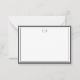 Tarjeta Pequeña Elegant Minimalist Monogram Gray Two Border 