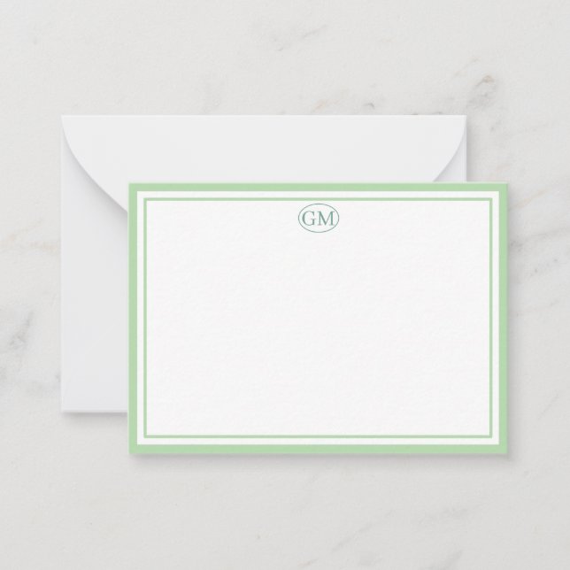 Tarjeta Pequeña Elegant Minimalist Monogram Green Two Border  (Anverso)