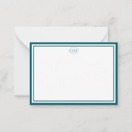 Tarjeta Pequeña Elegant Minimalist Monogram Navy Border Note Cards