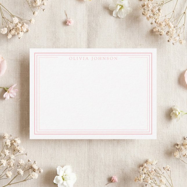 Tarjeta Pequeña Elegant Minimalist Monogram Pink Border (Subido por el creador)