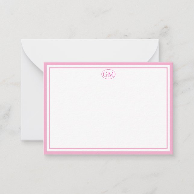 Tarjeta Pequeña Elegant Minimalist Monogram Pink Two Border  (Anverso)