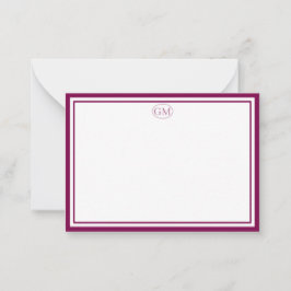 Tarjeta Pequeña Elegant Minimalist Monogram RED Two Border 