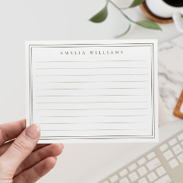 Tarjeta Pequeña Elegant Minimalist Olive Green Two Border Ruled