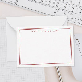 Tarjeta Pequeña Elegant Minimalist Red Two Border