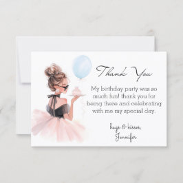 Tarjeta Pequeña elegant modern thank you sweet 16 pink dress