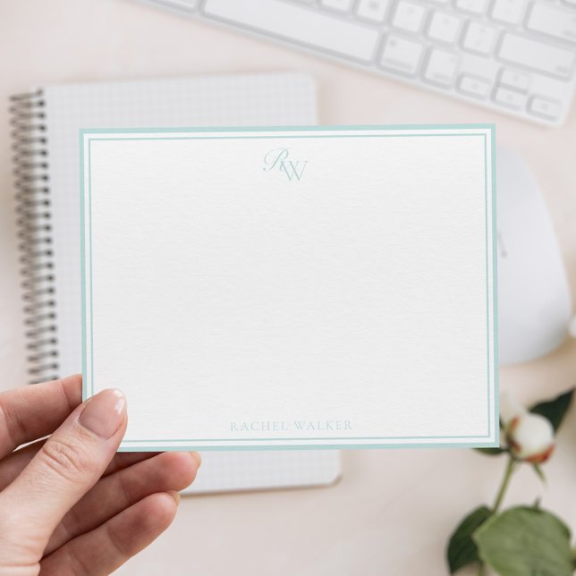 Tarjeta Pequeña Elegant Monogram Pale Blue Two Border (Subido por el creador)