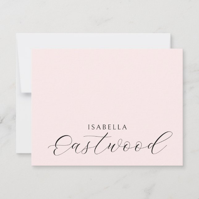 Tarjeta Pequeña Elegant Monogram Script Blush Pink (Anverso)