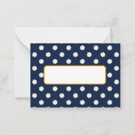 Tarjeta Pequeña Elegant Navy Blue with White Daisy Pattern