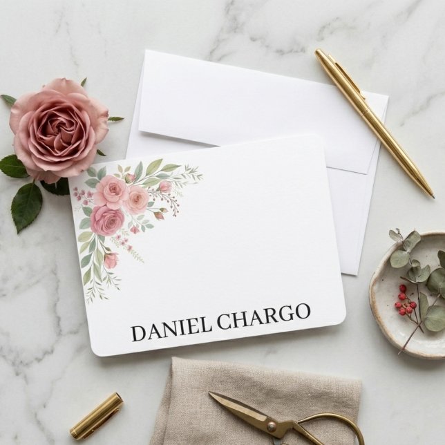 Tarjeta Pequeña Elegant Personal Stationery Set Custom Name (Subido por el creador)