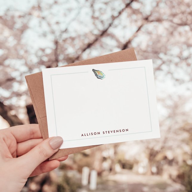 Tarjeta Pequeña Elegant Personalized Coastal Oyster Watercolor (Subido por el creador)