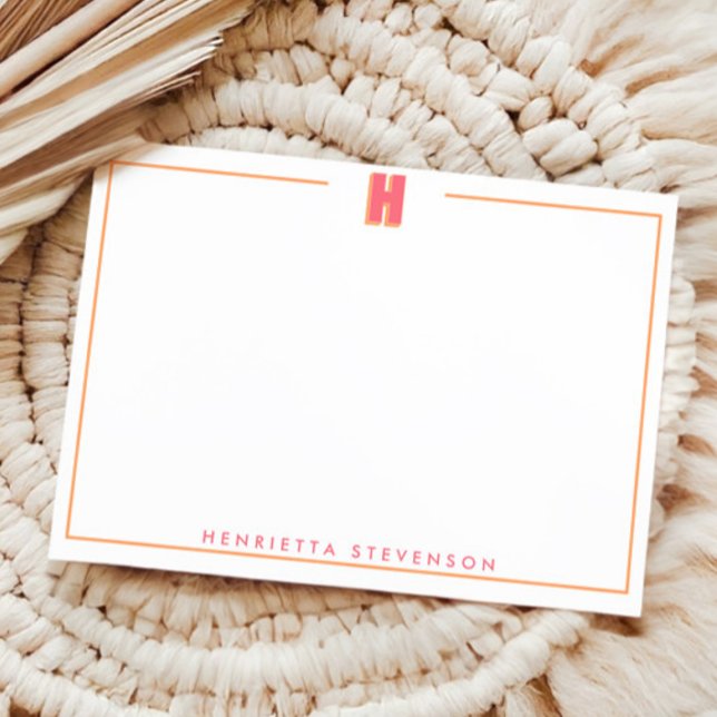 Tarjeta Pequeña Elegant Personalized Monogram 3D Letter H Initial  (Subido por el creador)