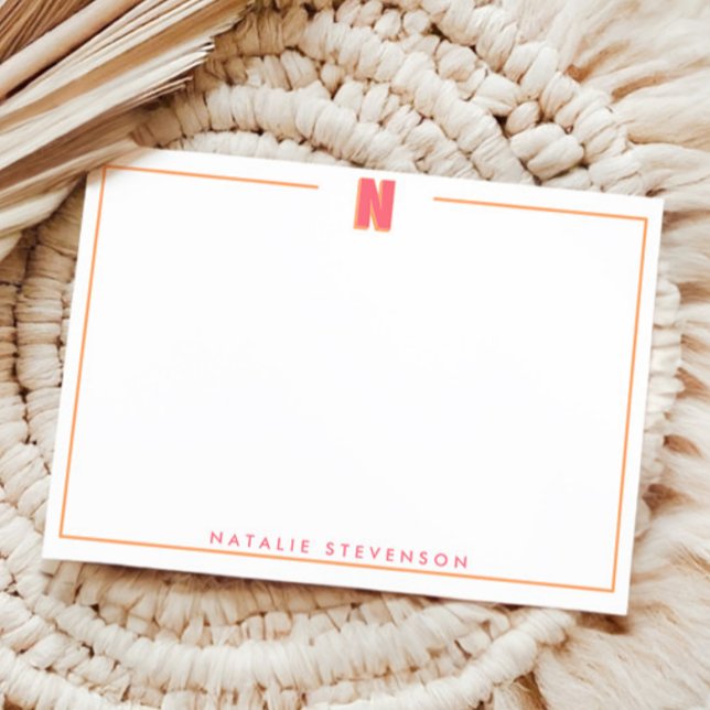 Tarjeta Pequeña Elegant Personalized Monogram 3D Letter N Initial  (Subido por el creador)