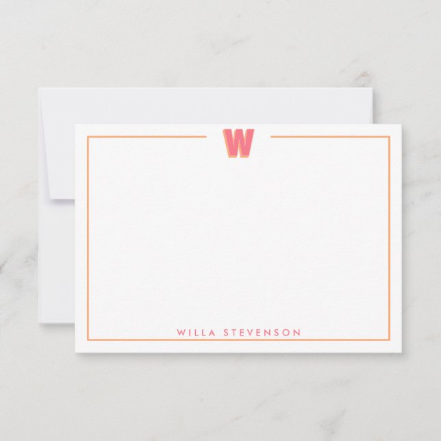 Tarjeta Pequeña Elegant Personalized Monogram 3D Letter W Initial  (Anverso)