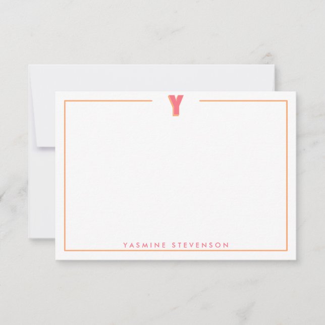 Tarjeta Pequeña Elegant Personalized Monogram 3D Letter Y Initial  (Anverso)