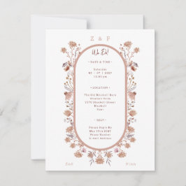 Tarjeta Pequeña Elegant Pretty Floral Botanical Wedding Invitation