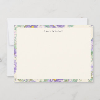 Tarjeta Pequeña Elegant Purple Cosmos Floral Personalized Notecard