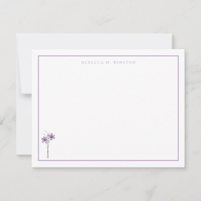 Tarjeta Pequeña Elegant Purple Greenery Personalized  (Anverso)