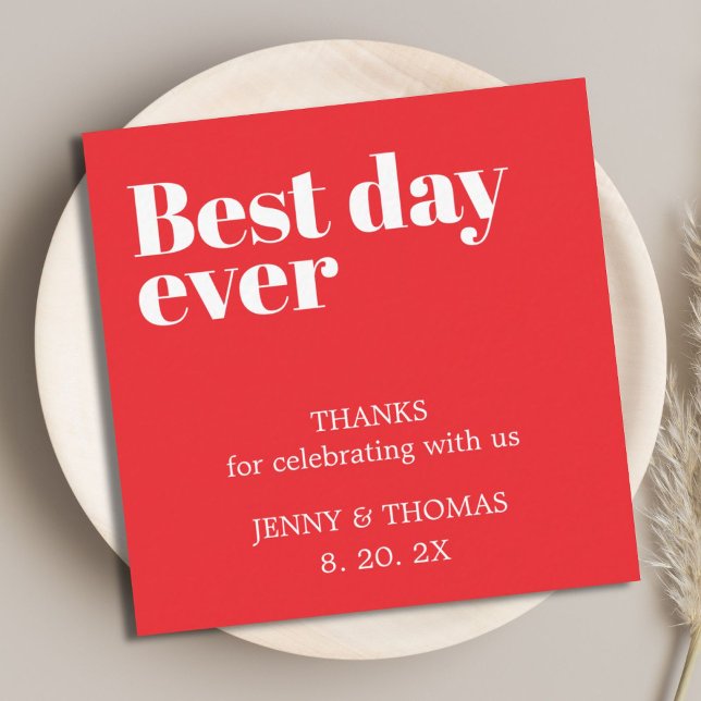 Tarjeta Pequeña Elegant Red White Wedding Thank You Note Card (Subido por el creador)