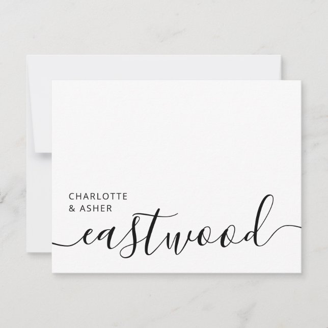 Tarjeta Pequeña Elegant Script Wedding Monogram Note Card (Anverso)