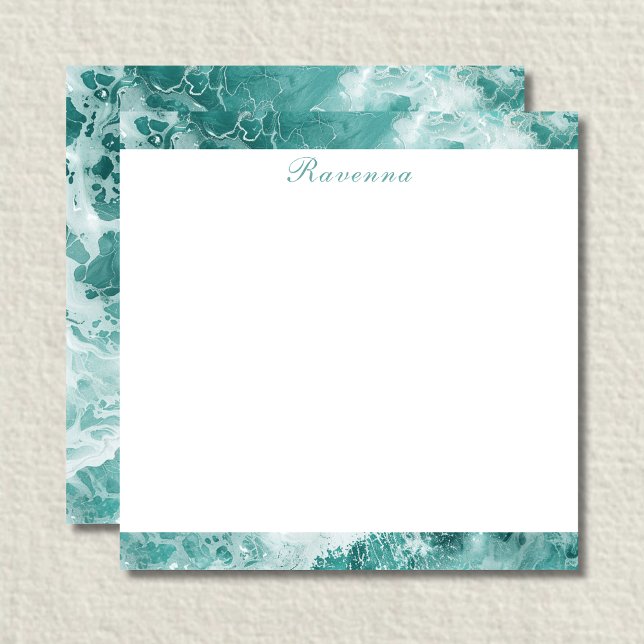 Tarjeta Pequeña Elegant Seafoam Silver Stripe Custom Name Wedding (Subido por el creador)