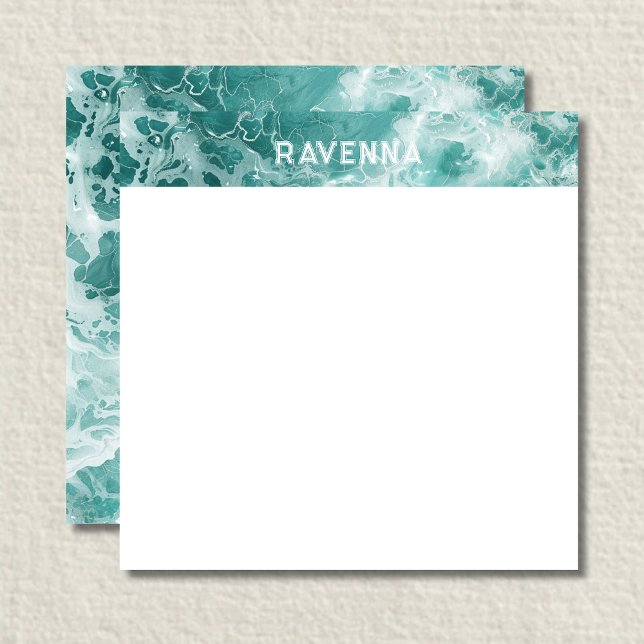 Tarjeta Pequeña Elegant Seafoam Silver Stripe Custom Name Wedding (Subido por el creador)