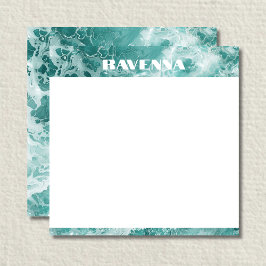 Tarjeta Pequeña Elegant Seafoam Silver Stripe Custom Name Wedding