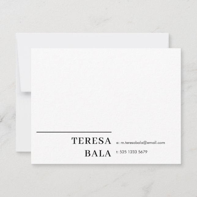Tarjeta Pequeña Elegant Sophisticated Classic Minimalist White Des (Anverso)