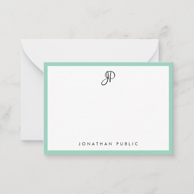 Tarjeta Pequeña Elegant Teal Simple Template Typography Monogram (Anverso)