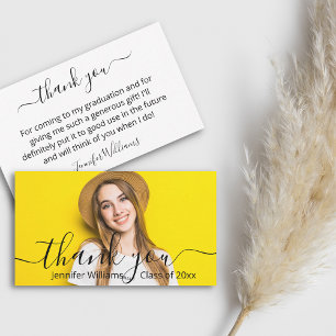 Tarjeta Pequeña  elegant thank you calligraphy photo graduation  