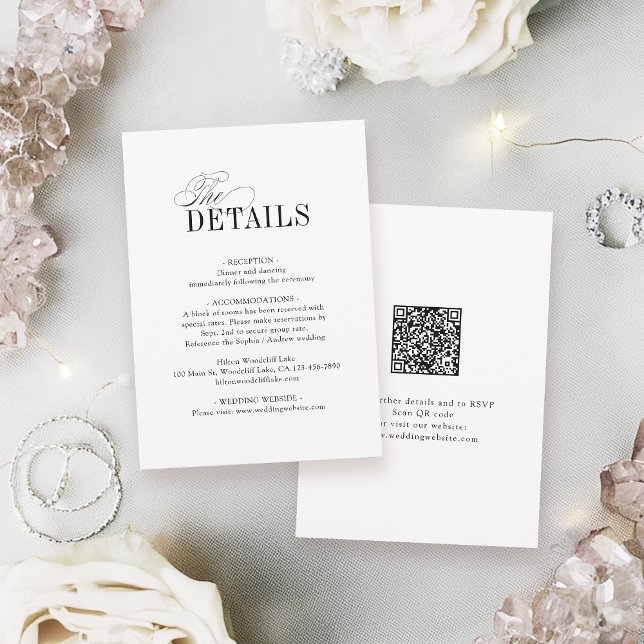 Tarjeta Pequeña Elegant Timeless Typography Simple Wedding Details (Elegant Timeless Typography Simple Wedding Details Note Card)